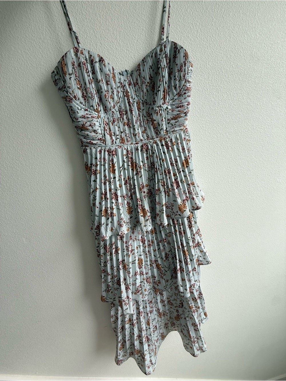Lulu's Mint Floral Pleated Dress